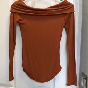 Rust orange off-the-shoulder top